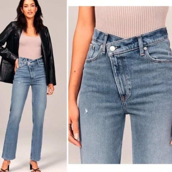 Abercrombie & Fitch Denim - Abercrombie & Fitch Crossover Waist 90s Straight Ultra High Rise Jeans size 12